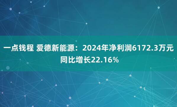 一点钱程 爱德新能源：2024年净利润6172.3万元 同比增长22.16%