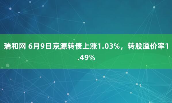 瑞和网 6月9日京源转债上涨1.03%，转股溢价率1.49%