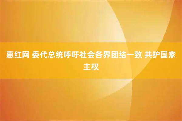 惠红网 委代总统呼吁社会各界团结一致 共护国家主权