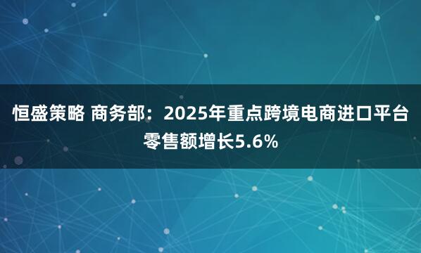 恒盛策略 商务部：2025年重点跨境电商进口平台零售额增长5.6%